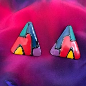 Vintage Paint on Enamel post Earrings